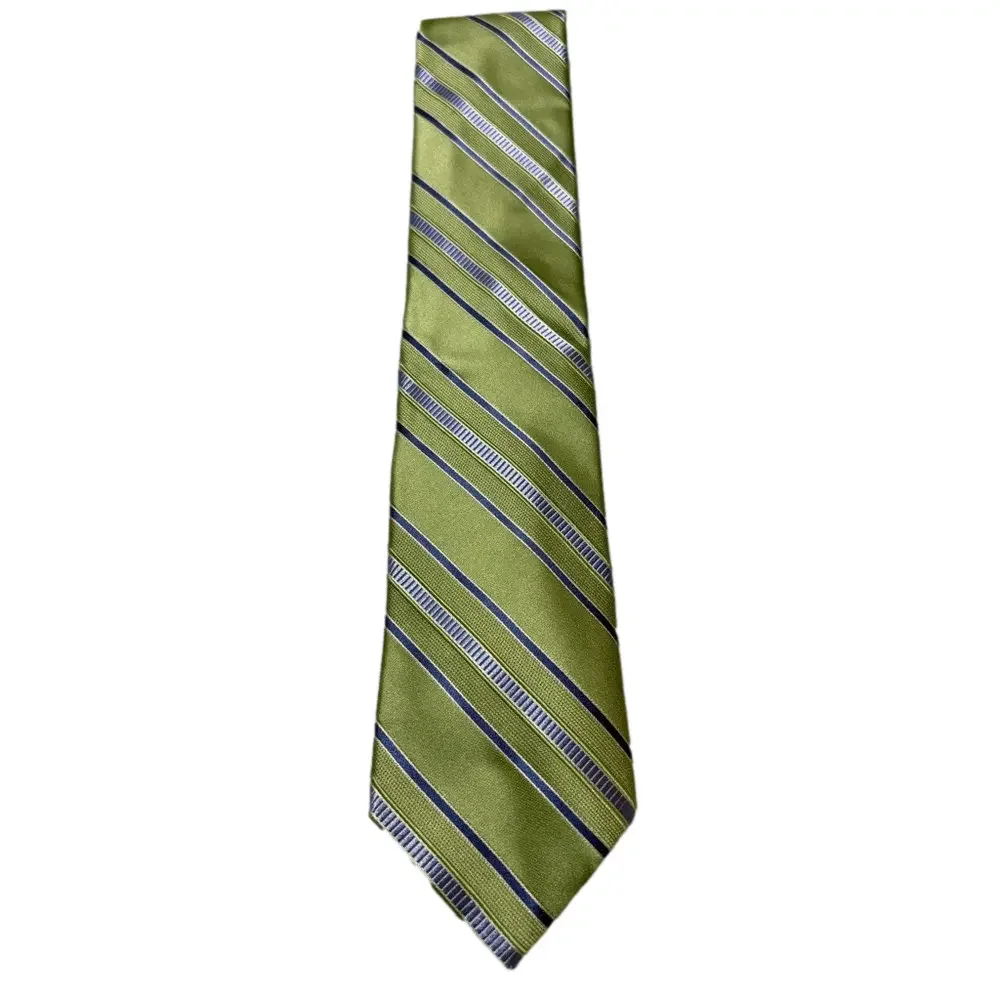 Michael Kors Green Striped Silk Tie Navy Silver Diagonal Stripe Men’s Necktie